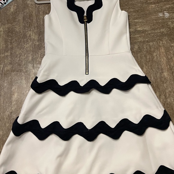 Sail to Sable navy/white with bright gold exposed zipper size 0 dress. Worn once - Picture 5 of 8